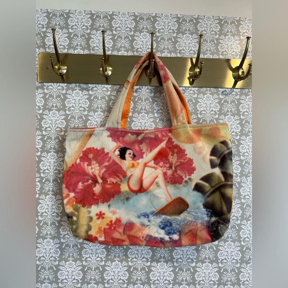 Vintage Topsy Turvy Pinup Velveteen Bag